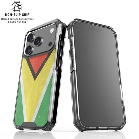 Guyana Flag Distressed iPhone 18 Pro Clear Case