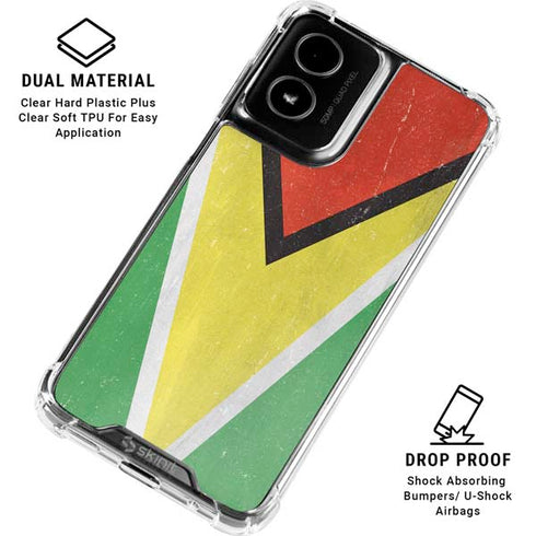 Guyana Flag Distressed Moto G Power 5G (2024) Clear Case