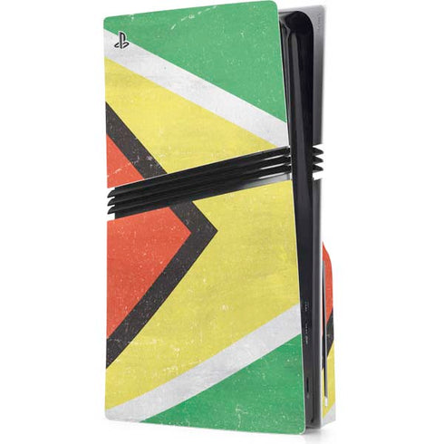 Guyana Flag Distressed PS5 Pro Disk Console Skin