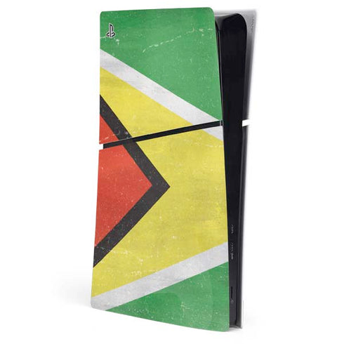 Guyana Flag Distressed PS5 Slim Digital Edition Console Skin
