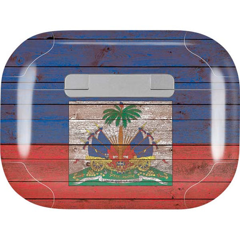Haiti Flag Dark Wood AirPods Skins