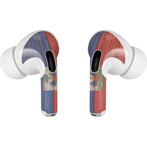 Haiti Flag Dark Wood AirPods Skins