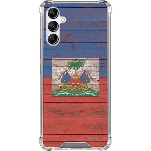 Haiti Flag Dark Wood Gabb Phone 4 Clear Case