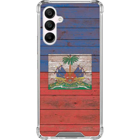 Haiti Flag Dark Wood Galaxy A16 5G Clear Case