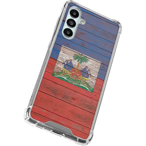 Haiti Flag Dark Wood Galaxy A16 5G Clear Case