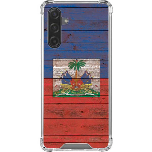 Haiti Flag Dark Wood Galaxy A17 Clear Case