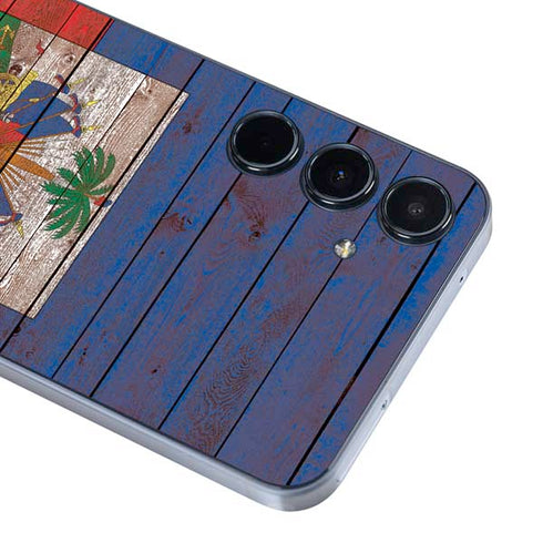Haiti Flag Dark Wood Galaxy A35 5G Skin