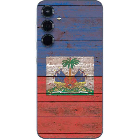 Haiti Flag Dark Wood Galaxy A36 5G Skin