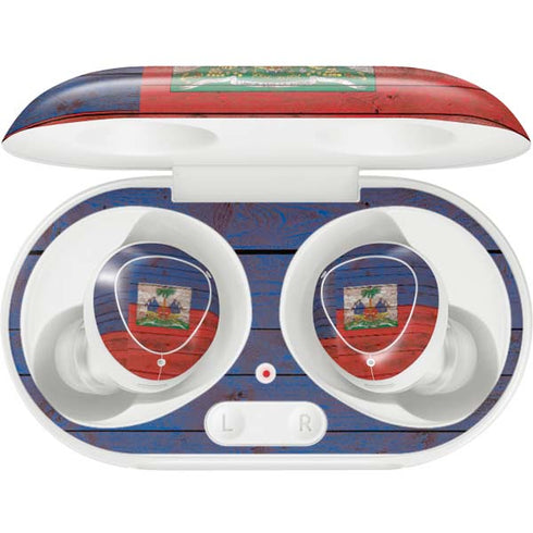 Haiti Flag Dark Wood Galaxy Buds Plus Skin