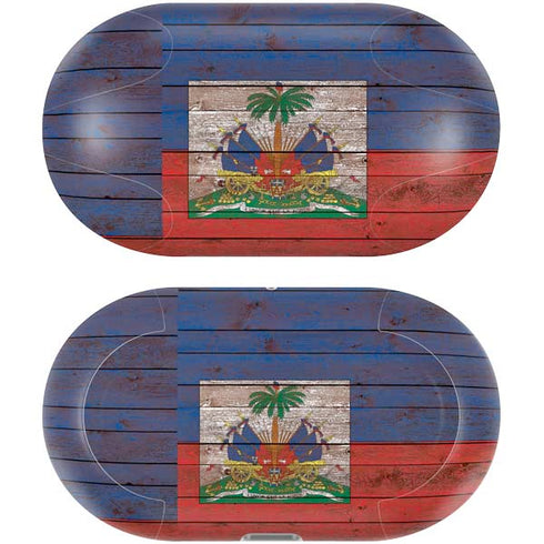 Haiti Flag Dark Wood Galaxy Buds Plus Skin