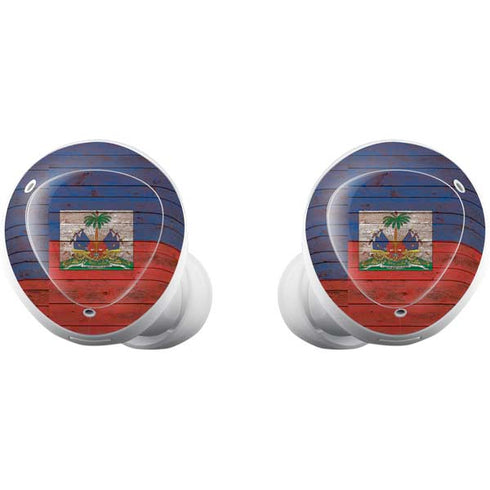 Haiti Flag Dark Wood Galaxy Buds Plus Skin