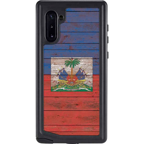 Haiti Flag Dark Wood Galaxy Cases