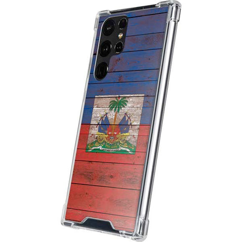 Haiti Flag Dark Wood Galaxy S23 Ultra Clear Case
