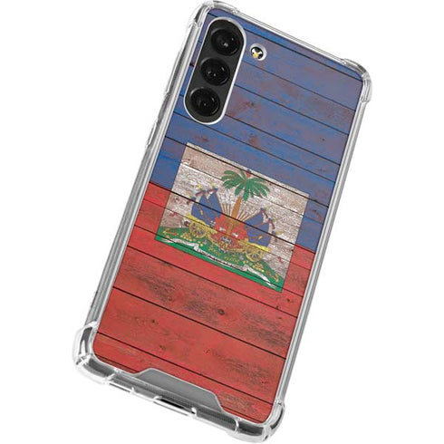 Haiti Flag Dark Wood Galaxy S24 FE Clear Case