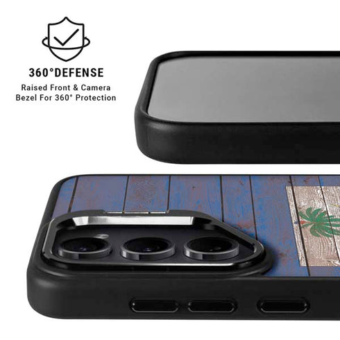 Haiti Flag Dark Wood Galaxy S24 Kickstand Case