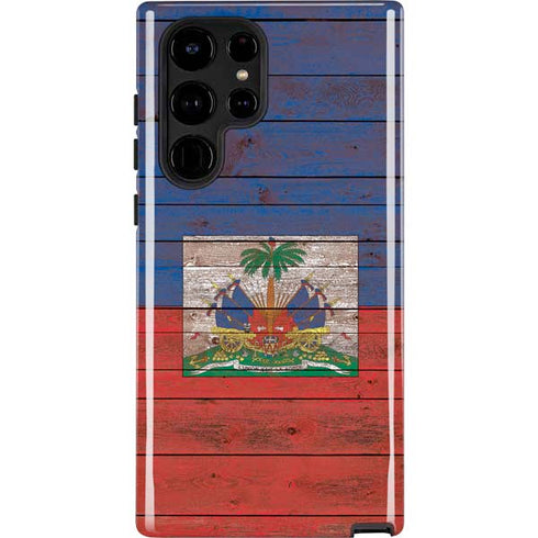 Haiti Flag Dark Wood Galaxy S25 Ultra Impact Case