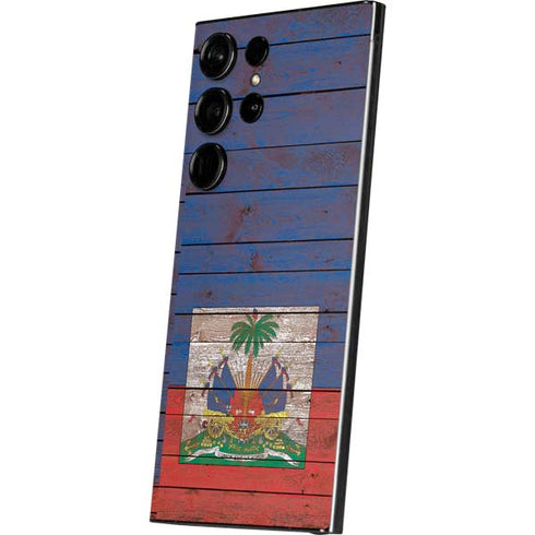 Haiti Flag Dark Wood Galaxy S25 Ultra Skin