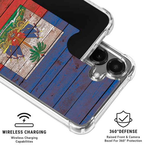 Haiti Flag Dark Wood Galaxy S26 Clear Case