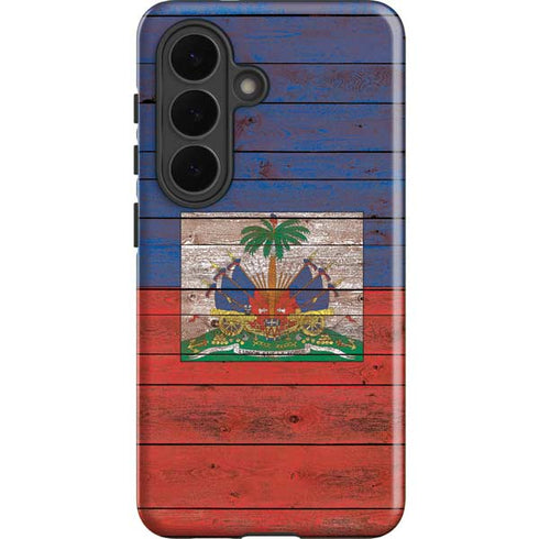 Haiti Flag Dark Wood Galaxy S26 Impact Case