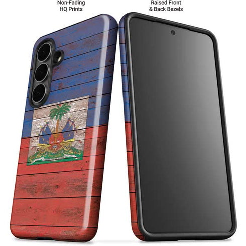 Haiti Flag Dark Wood Galaxy S26 Impact Case