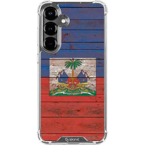 Haiti Flag Dark Wood Galaxy S26 Plus Clear Case