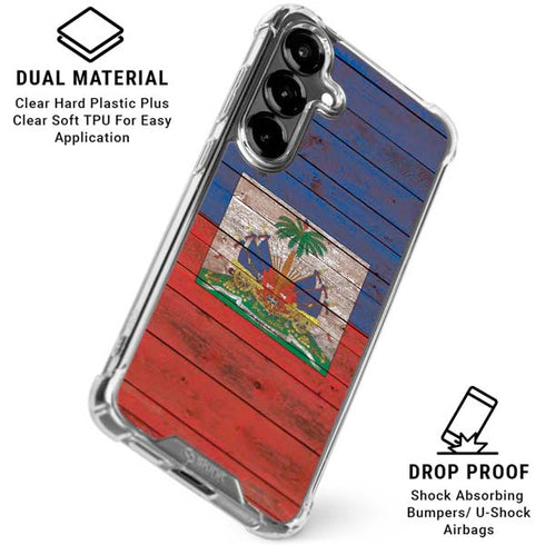 Haiti Flag Dark Wood Galaxy S26 Plus Clear Case