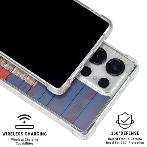Haiti Flag Dark Wood Galaxy S26 Ultra Clear Case