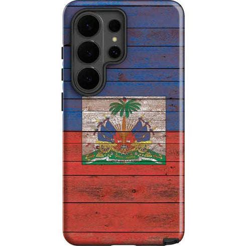 Haiti Flag Dark Wood Galaxy S26 Ultra Impact Case