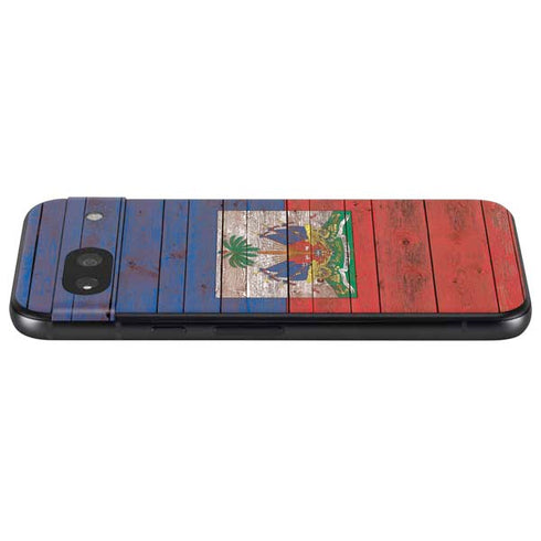 Haiti Flag Dark Wood Google Pixel 8a Skin