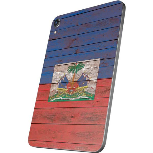 Haiti Flag Dark Wood Apple iPad Mini Skin