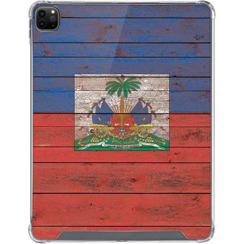 Haiti Flag Dark Wood iPad Cases