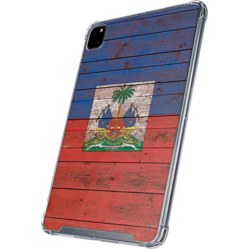 Haiti Flag Dark Wood iPad Cases
