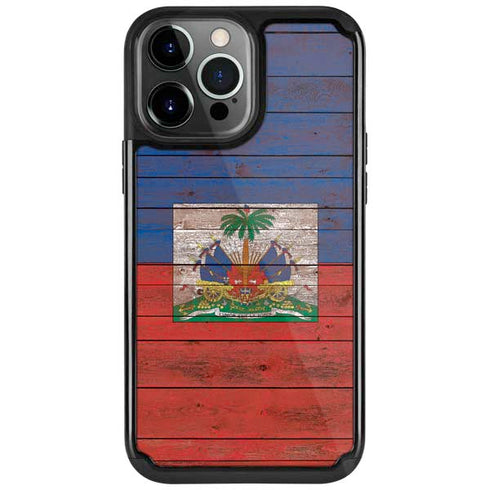 Haiti Flag Dark Wood iPhone Cases