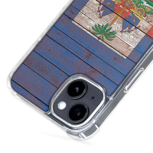Haiti Flag Dark Wood iPhone 14 MagSafe Case