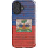 Haiti Flag Dark Wood iPhone 16 Impact Case