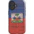 Haiti Flag Dark Wood iPhone 16 Magsafe Impact Case