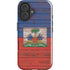 Haiti Flag Dark Wood iPhone 16 Plus Impact Case