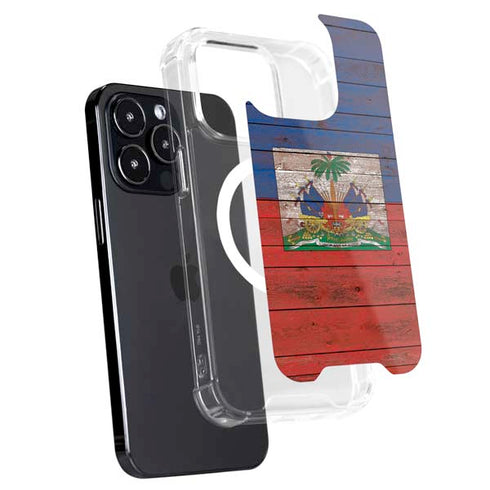 Haiti Flag Dark Wood iPhone 16 Pro MagSafe Case