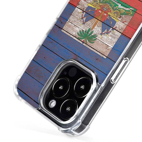 Haiti Flag Dark Wood iPhone 16 Pro Max MagSafe Case