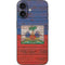 Haiti Flag Dark Wood iPhone 16 Skin
