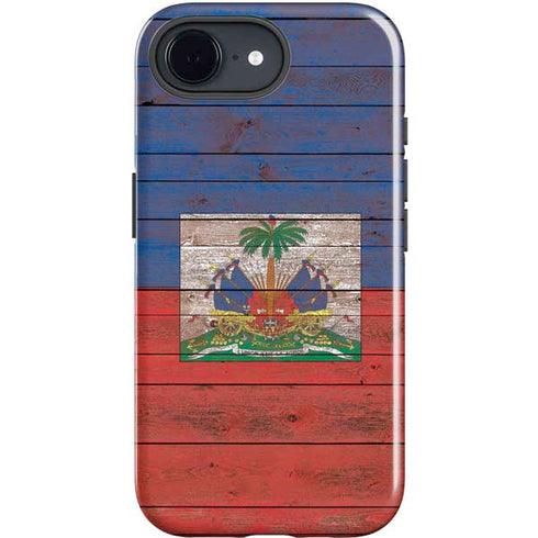 Haiti Flag Dark Wood iPhone 16e Impact Case