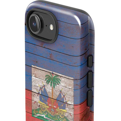 Haiti Flag Dark Wood iPhone 16e Impact Case