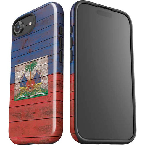 Haiti Flag Dark Wood iPhone 16e Impact Case