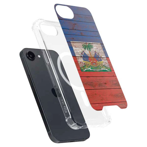 Haiti Flag Dark Wood iPhone 16e MagSafe Case