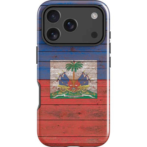 Haiti Flag Dark Wood iPhone 18 Pro Impact Case