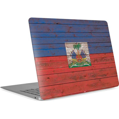 Haiti Flag Dark Wood Apple MacBook Air Skin