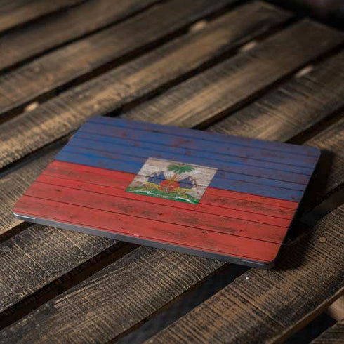 Haiti Flag Dark Wood Apple MacBook Air Skin