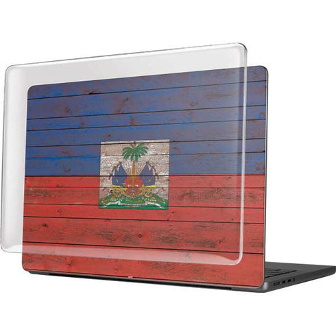 Haiti Flag Dark Wood MacBook Pro 14in (2021-24) Case plus Skin