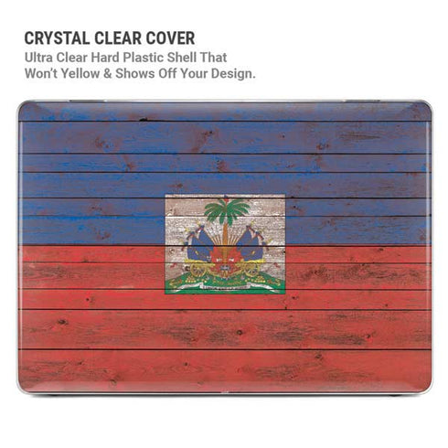 Haiti Flag Dark Wood MacBook Pro 14in (2021-24) Case plus Skin