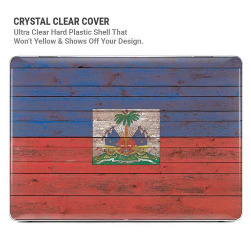 Haiti Flag Dark Wood MacBook Cases